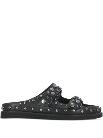 Ash Studded Double-strap Sandals In Black