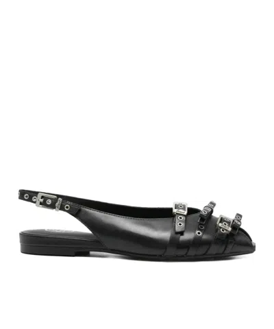 Ash Studded Flat Sandals In Black
