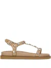 Ash Round Studs Leather Sandals In Brown
