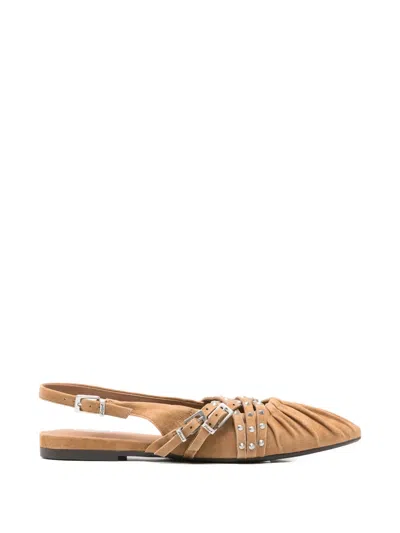 ASH STUDDED RUCHED BALLET FLATS