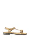 Ash Stud-embellished Leather Sandals In Neutral
