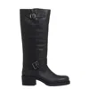 Ash Stylish Biker Ankle Boots With 40 Mm Heel And Buckle Details In Black