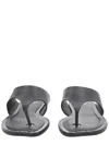 Ash Genius Leather Studded Thong Sandals In Gray