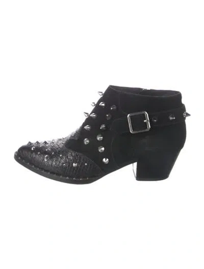 Pre-owned Ash Suede Animal Print Western Boots In Black