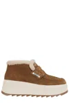 Ash Suede Ankle Boot With Shearling Lining And Platform Sole In Brown