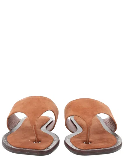 Ash Suede Flat Thong Sandals In Brown