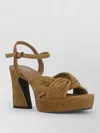 Ash Suede Heeled Mules Platform Squared Toe In Brown