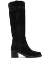 Ash Suede Leather Heel Boots In Black