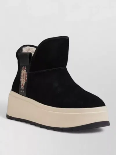 Ash Suede Leather Platform Boots In Black