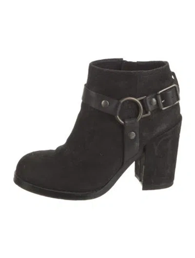Pre-owned Ash Suede Leather Trim Embellishment Boots In Black