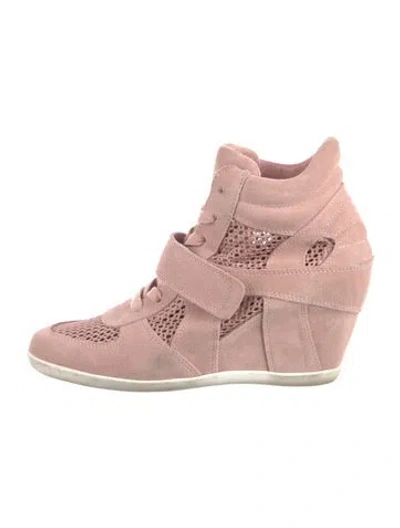 Pre-owned Ash Suede Mesh Accents Wedge Sneakers In Pink