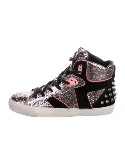Pre-owned Ash Suede Printed Sneakers In Black