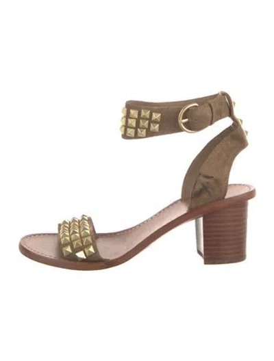 Pre-owned Ash Suede Studded Accents Sandals In Brown