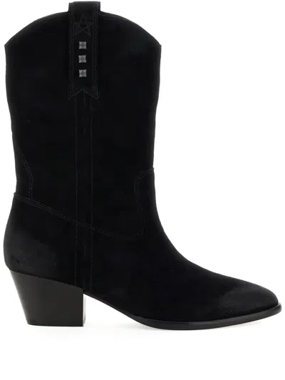Ash Suede Studded Ankle Boots In Black