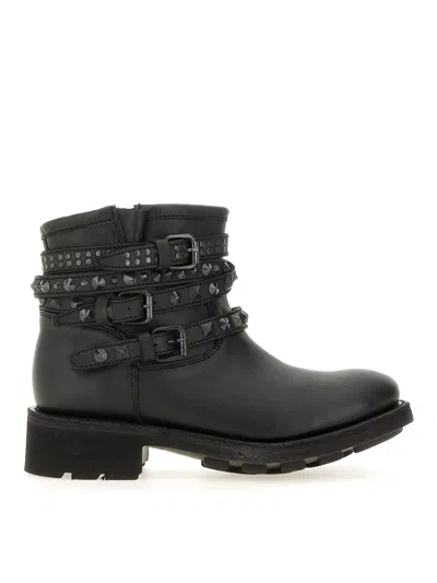 Ash Buckle-studded Leather Boots In Black