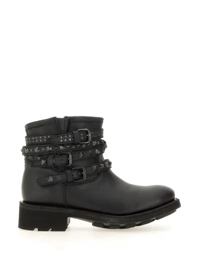 Ash Thick Heel Booties In Black