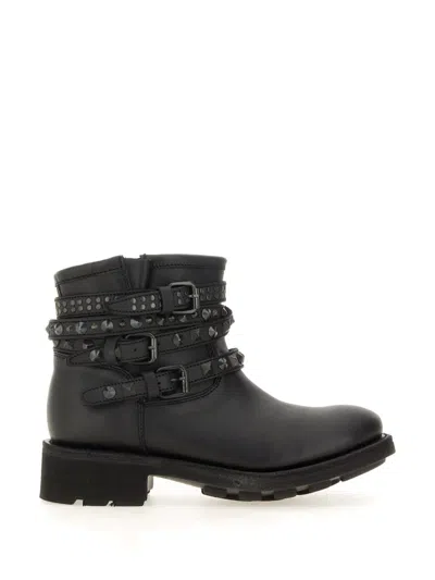 Ash Buckle-studded Leather Boots In Black