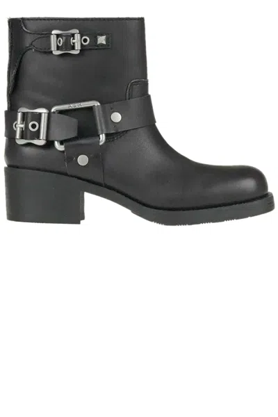 Ash Texas Leather Boots In Black