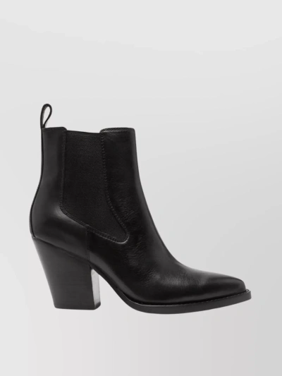 ASH TEXTURED LEATHER BLOCK HEEL BOOTS