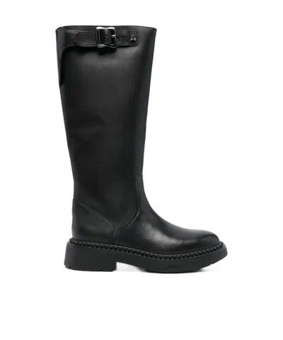 Ash Thick Heeled Short Boots In Black