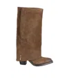 Ash Thick Heeled Short Boots In Green