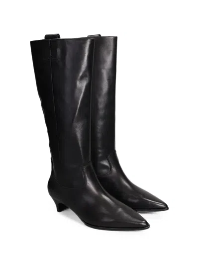 Ash Thore Pointed-toe Leather Knee-high Boots In Black