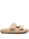 Ash Twist Double-strap Suede Sandals In Gold