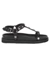 Ash Studded Open Toe Lace-up Rubber Sole In Black