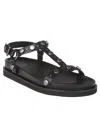 Ash Studded Open Toe Lace-up Rubber Sole In Black