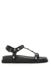 Ash Studded Open Toe Lace-up Rubber Sole In Black