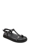 Ash Studded Open Toe Lace-up Rubber Sole In Black