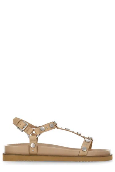 Ash Ugo Stud Embellished Sandals In Brown