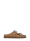 Ash Ultra Tan Leather Studded Two Bar Mules
