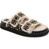 Ash Slippers Open Toe Stud Embellishment In Black/ Tofu