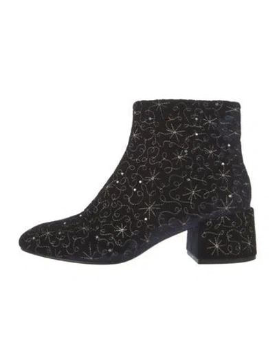 Pre-owned Ash Velvet Crystal Embellishments Boots In Blue