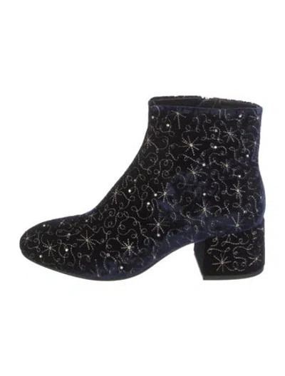 Pre-owned Ash Velvet Patterned Boots In Blue