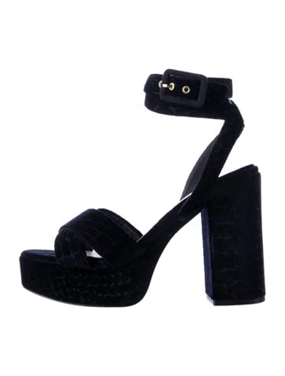 Pre-owned Ash Velvet Patterned Sandals In Black/blue