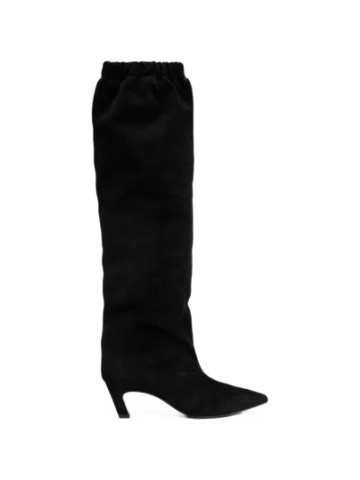 Ash Victoria Suede Knee-high Boots In Black