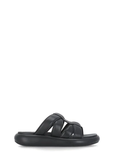 Ash Black Leather Vip Bis Sandals