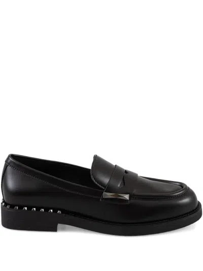 Ash Whisper Studded Strap Loafers In Black