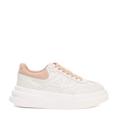 Ash White Leather Sneakers With Beige Accents