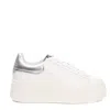 Ash White Leather Sneakers With Metallic Silver Accent In White