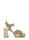 Ash Suede And Raffia Heeled Sandal In Green