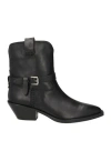 Ash Woman Ankle Boots Black Size 8 Leather In Black