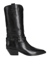 Ash Black Calf Leather Duran Boots In Black