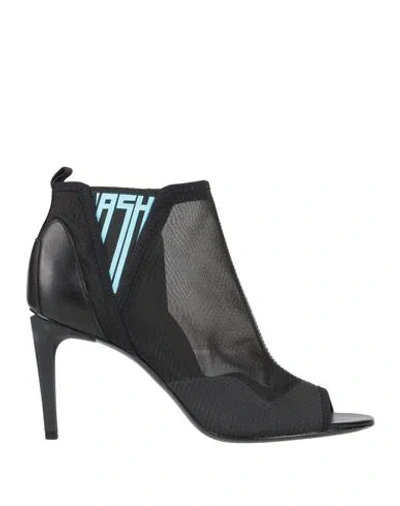 Ash Woman Ankle Boots Black Size 8 Leather, Textile Fibers