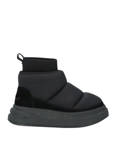 ASH ASH WOMAN ANKLE BOOTS BLACK SIZE 8 TEXTILE FIBERS, LEATHER