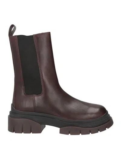 Ash Woman Ankle Boots Burgundy Size 8 Soft Leather In Red