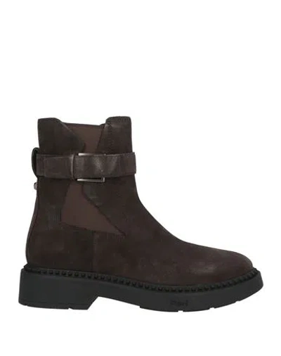 ASH ASH WOMAN ANKLE BOOTS CHARCOAL SIZE 8 LEATHER
