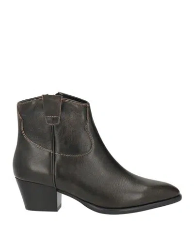 Ash Woman Ankle Boots Dark Brown Size 6 Leather In Black